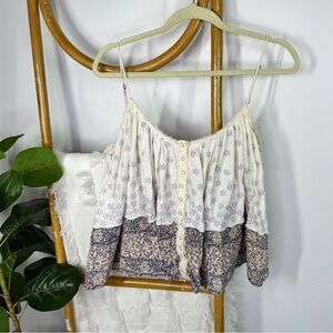 Free People White Boho Patterned Swing Top sz XS